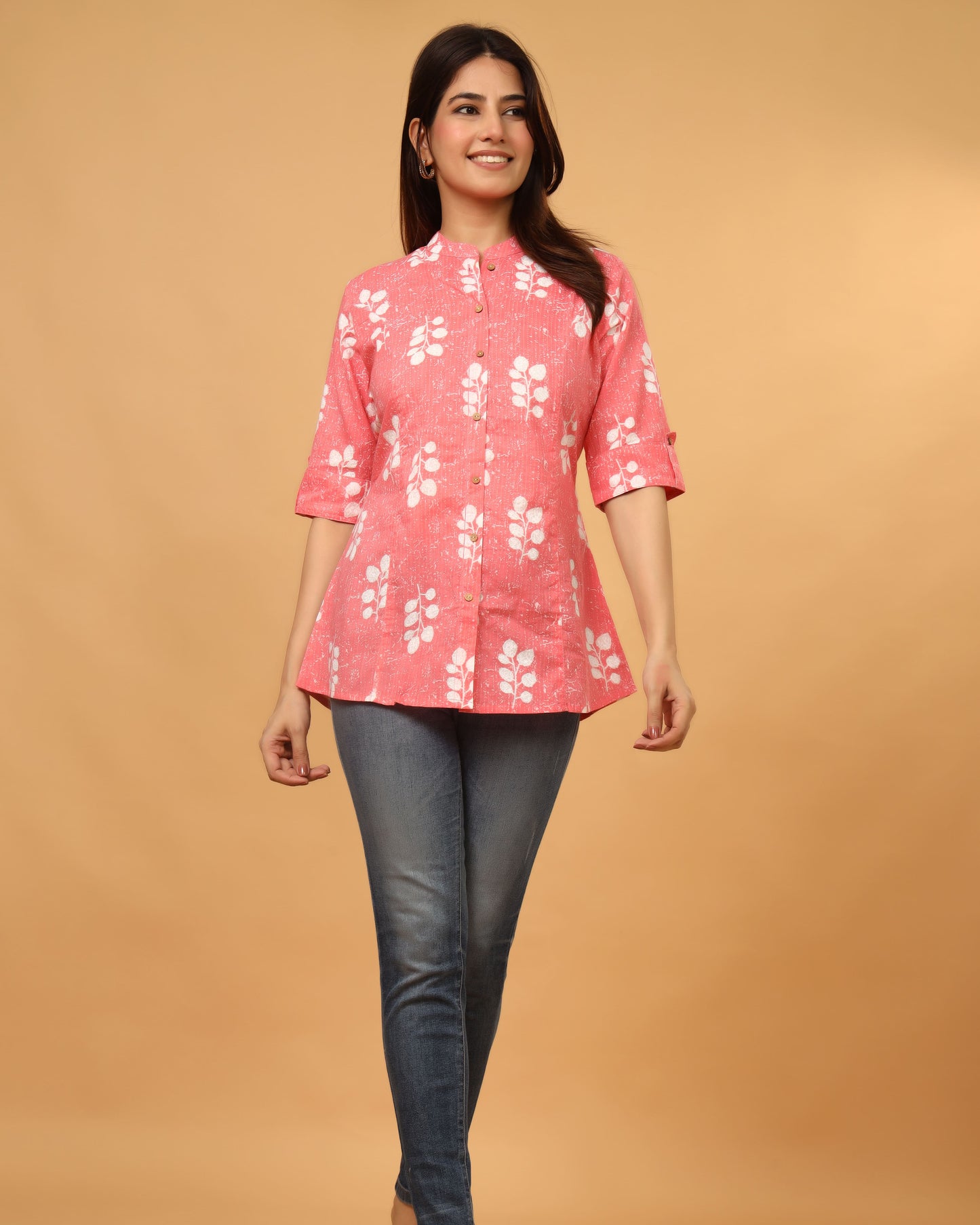 PINK COTTON PRINTED TOP