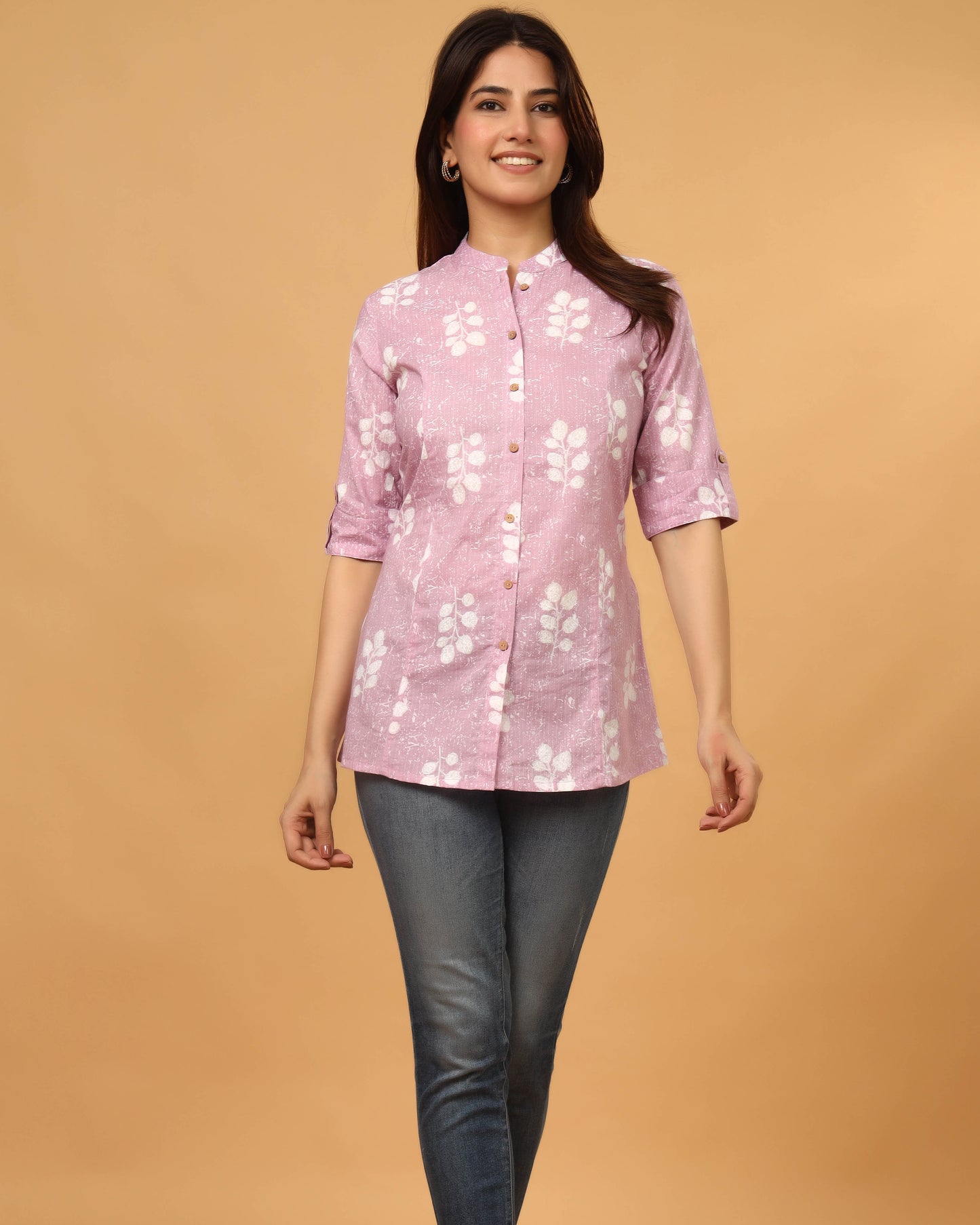 PURPLE COTTON PRINTED TOP