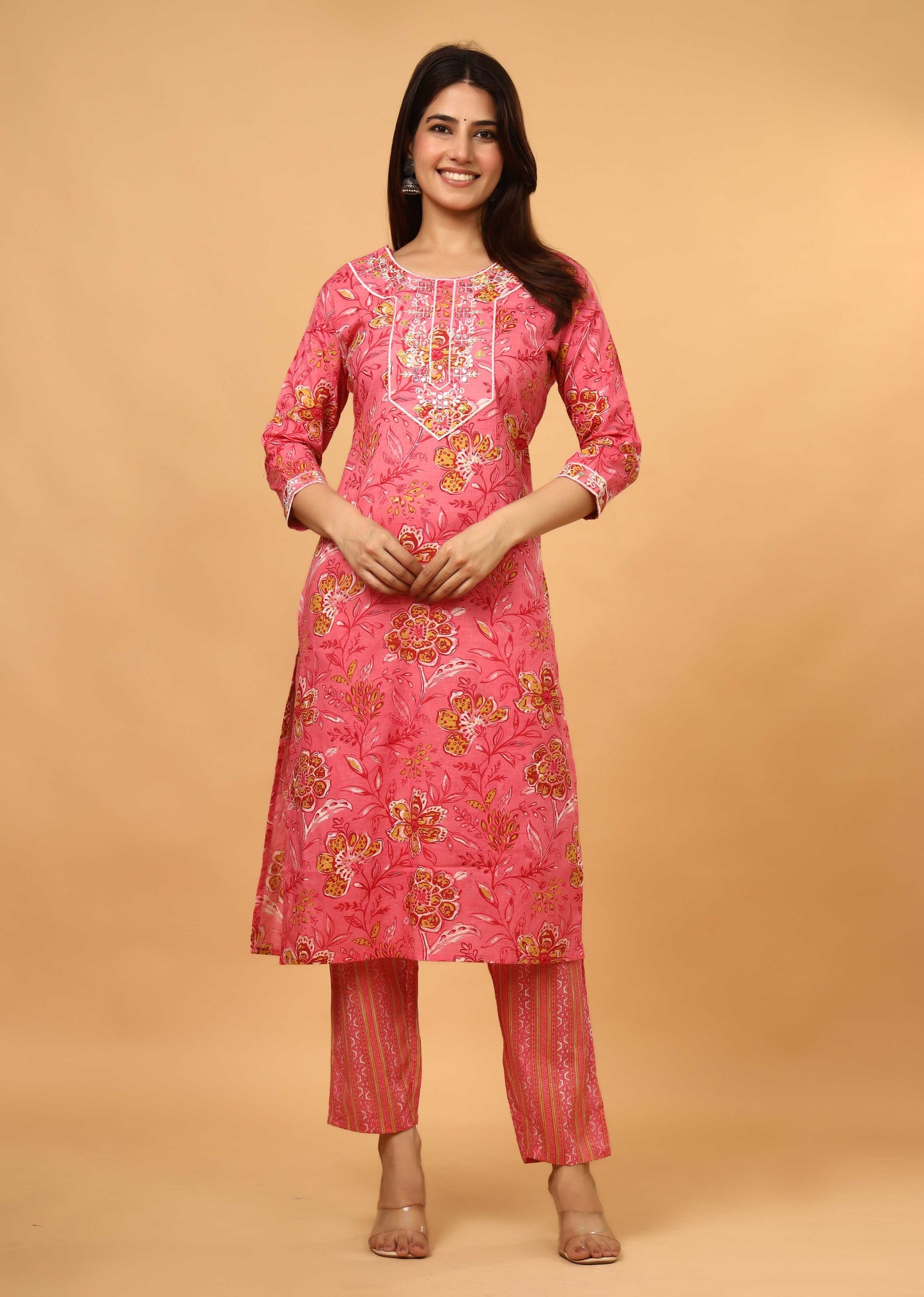 PINK EMBROIDERED 3 PC
