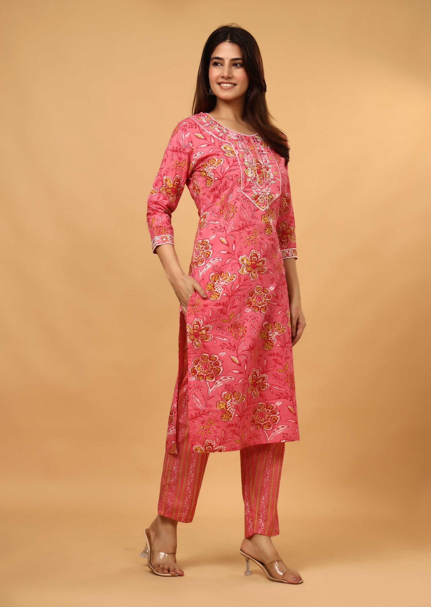 PINK EMBROIDERED 3 PC
