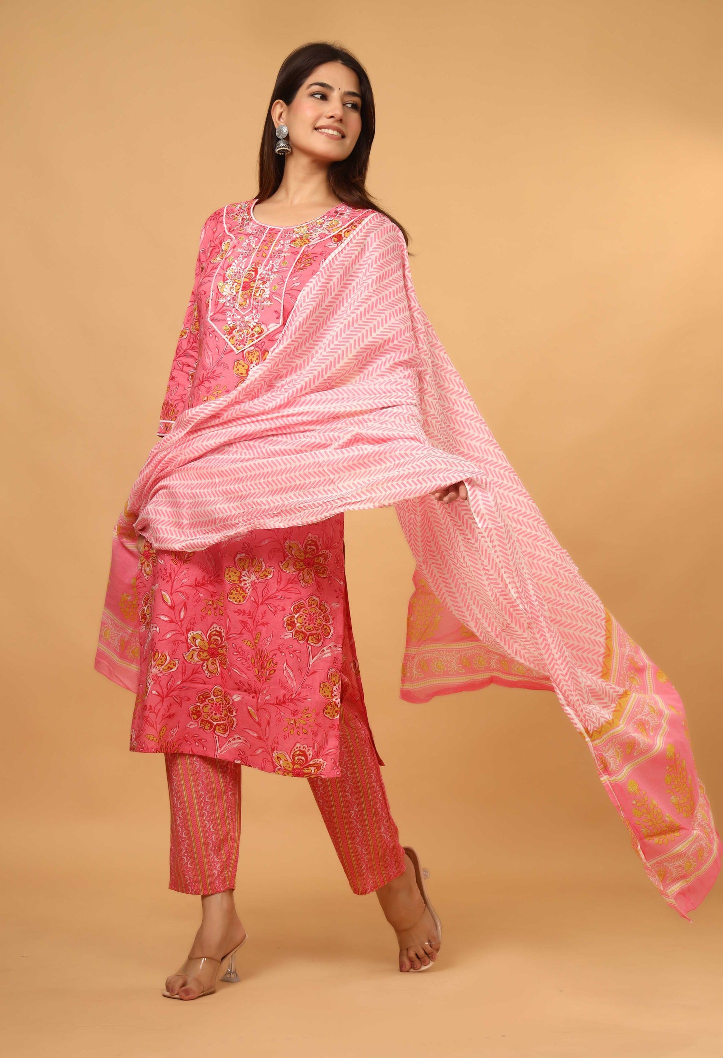 PINK EMBROIDERED 3 PC