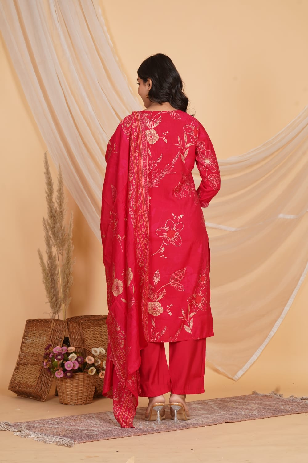 PINK ROMAN SILK EMBROIDERED 3 PC