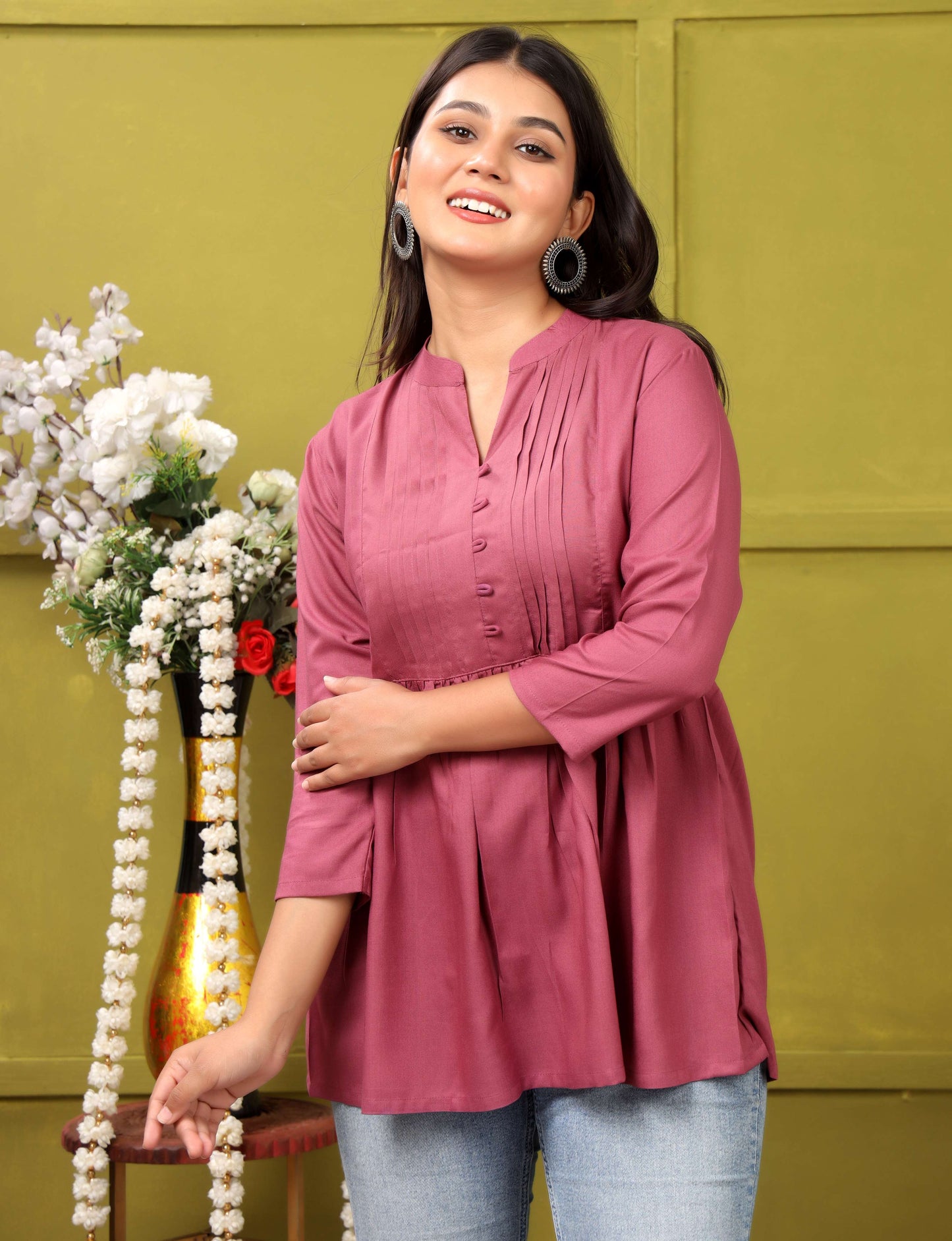 MAGENTA SHORT TOP RAYON