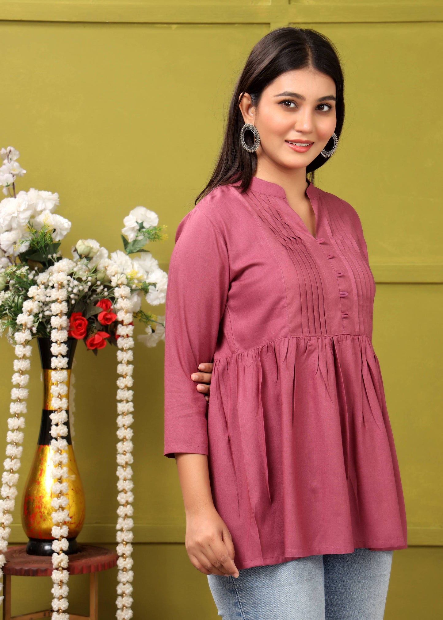 MAGENTA SHORT TOP RAYON