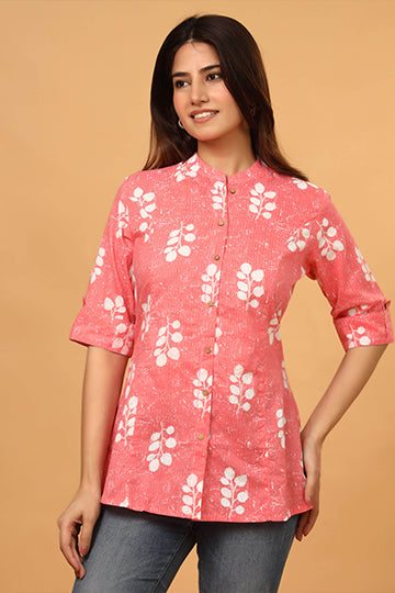 PINK COTTON PRINTED TOP