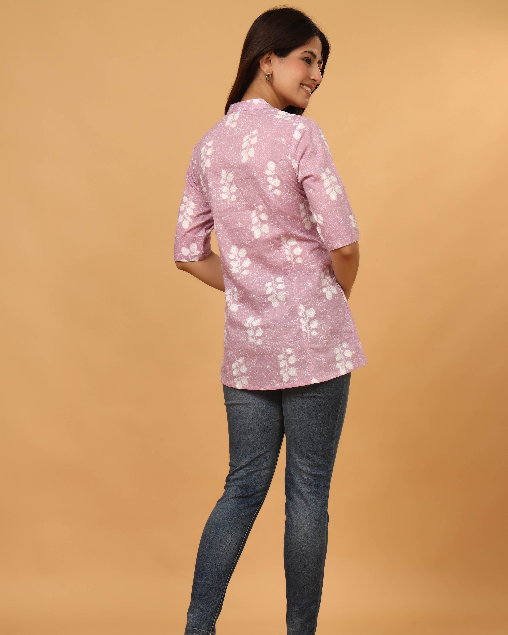 PURPLE COTTON PRINTED TOP