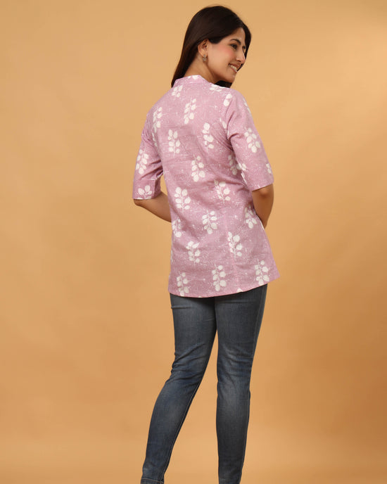 PURPLE COTTON PRINTED TOP