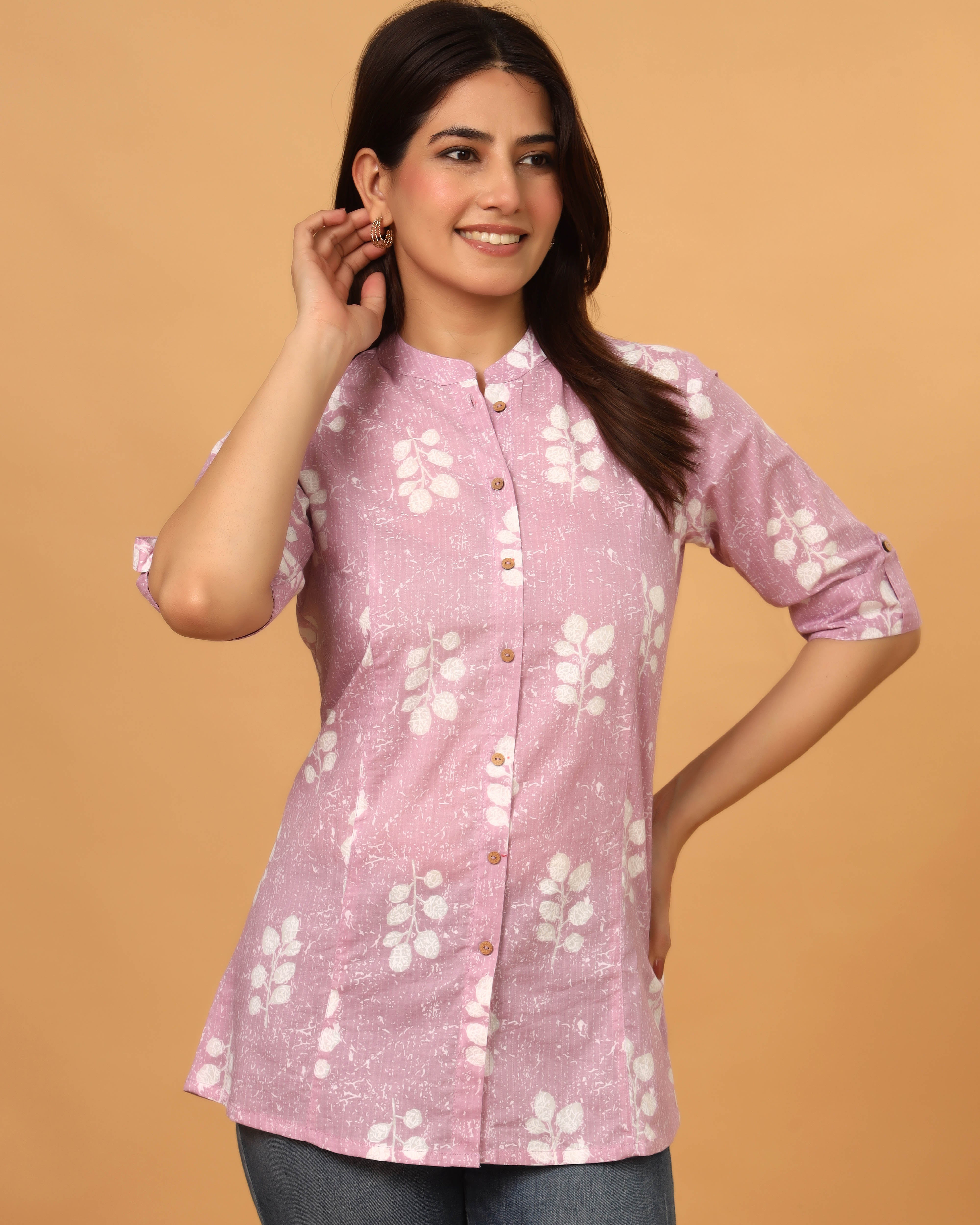 PURPLE COTTON PRINTED TOP