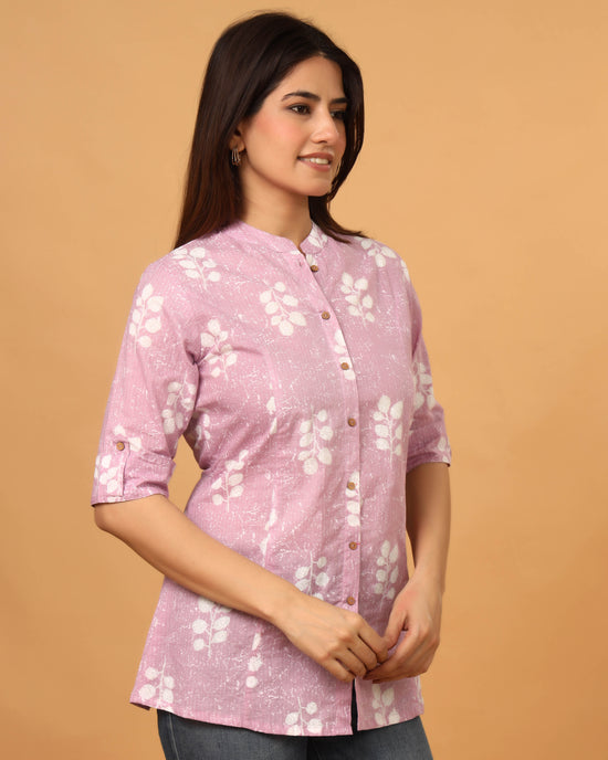 PURPLE COTTON PRINTED TOP
