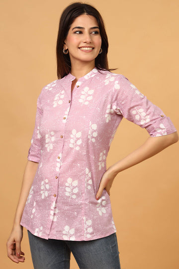 PURPLE COTTON PRINTED TOP