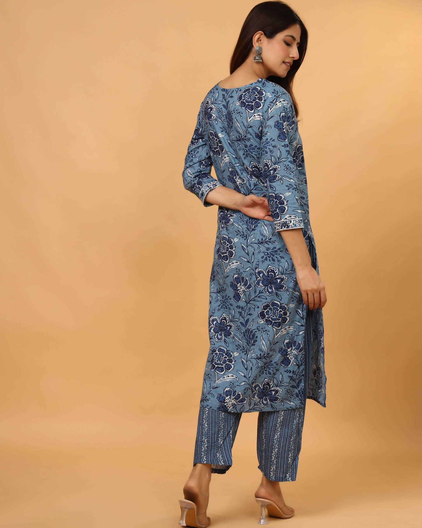 BLUE EMBROIDERED 3 PC