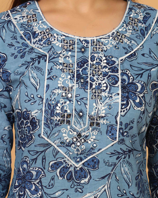 BLUE EMBROIDERED 3 PC