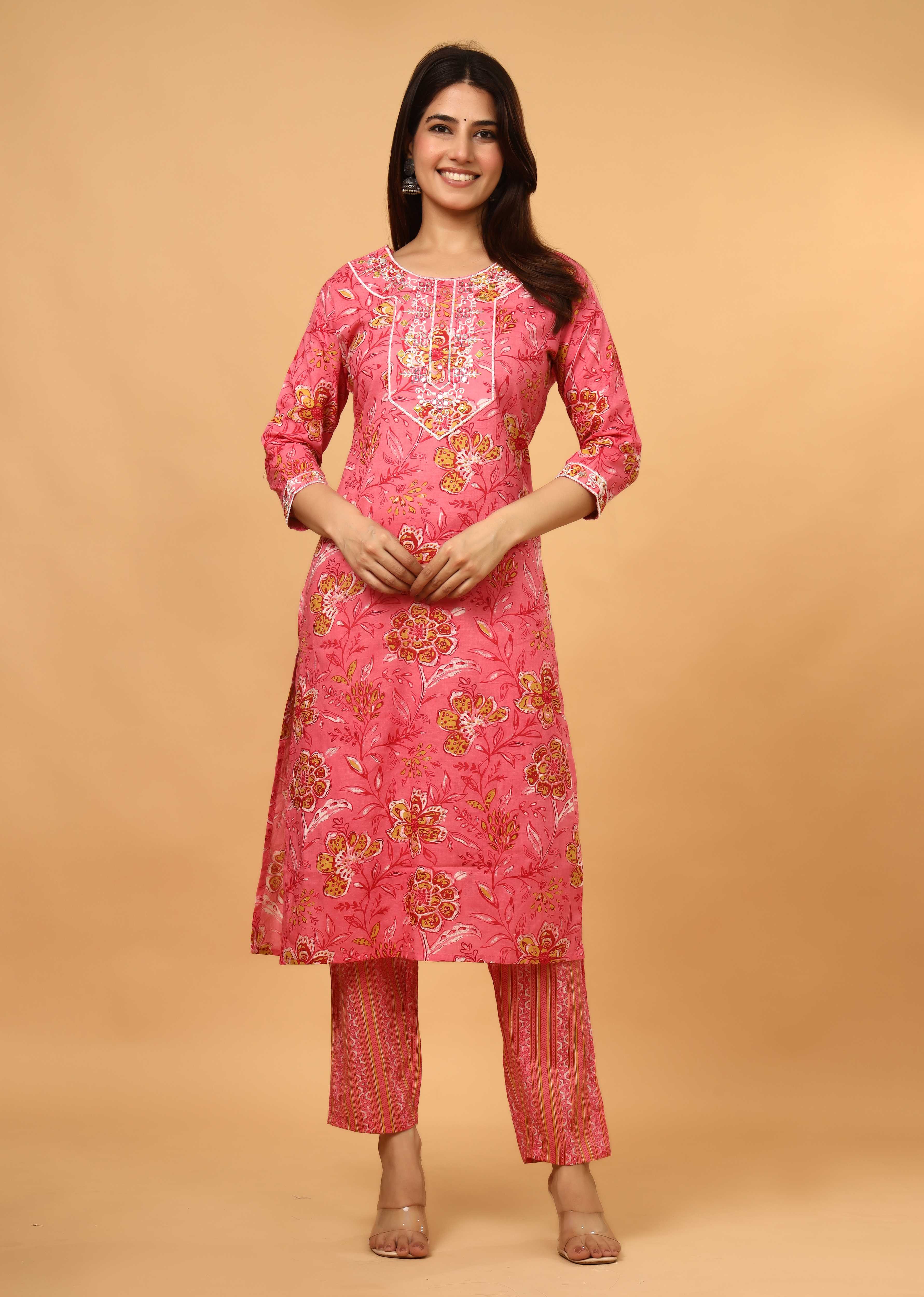 PINK EMBROIDERED 3 PC