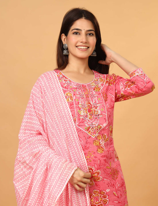PINK EMBROIDERED 3 PC