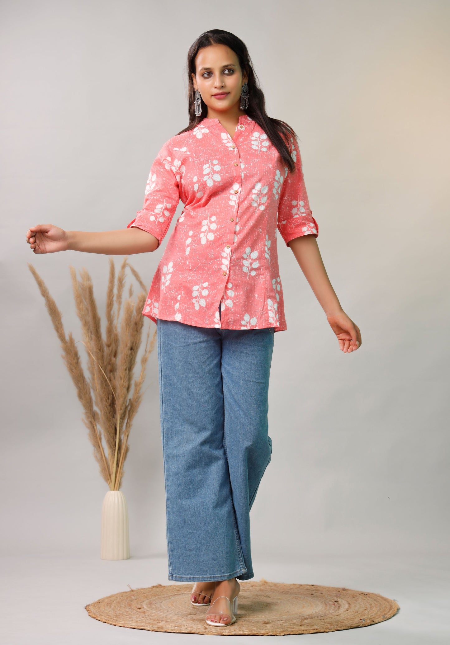 PINK COTTON PRINTED TOP