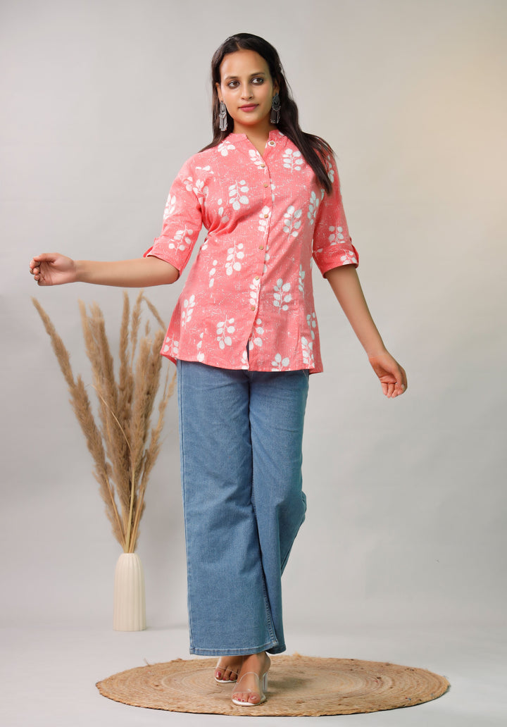 PINK COTTON PRINTED TOP