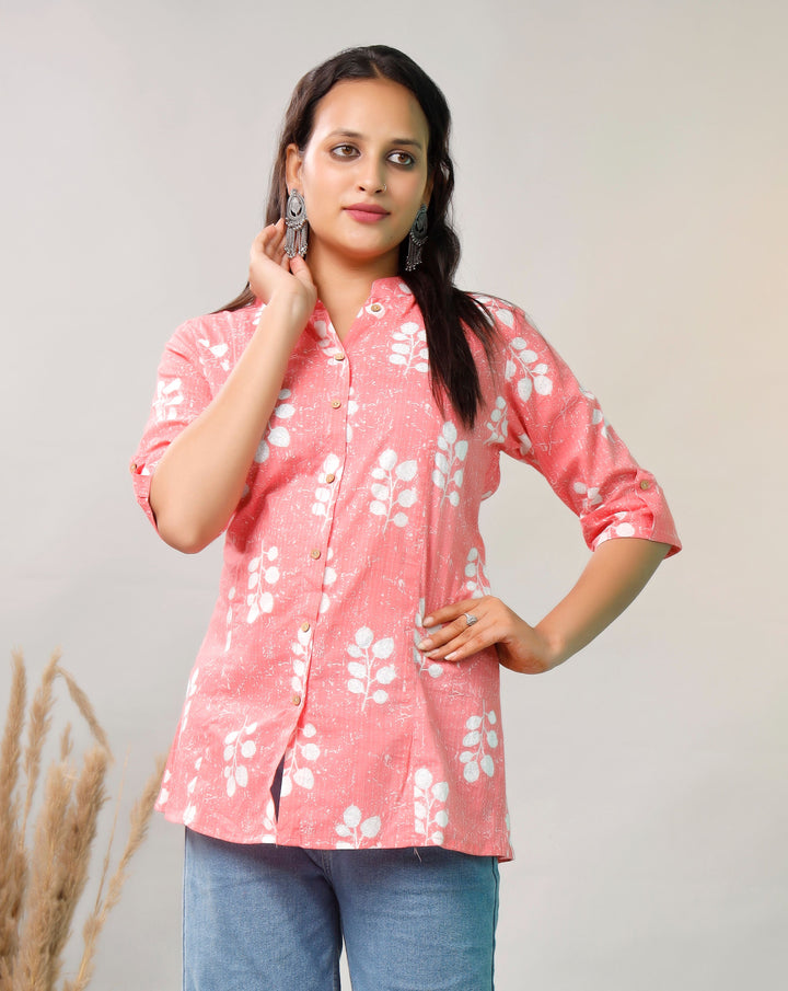 PINK COTTON PRINTED TOP