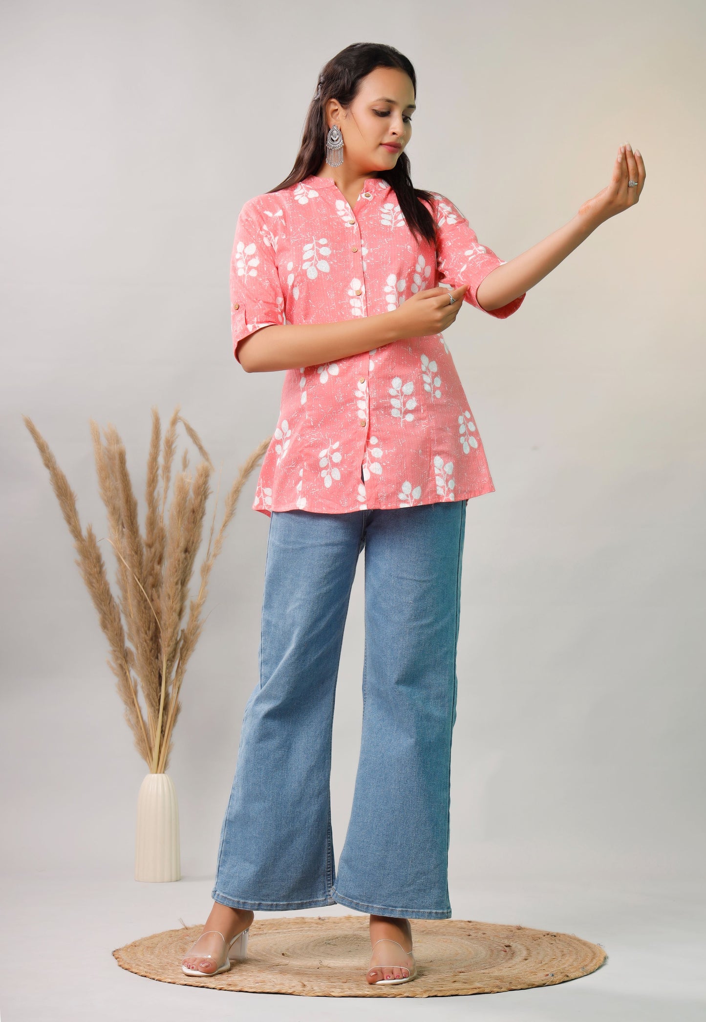 PINK COTTON PRINTED TOP