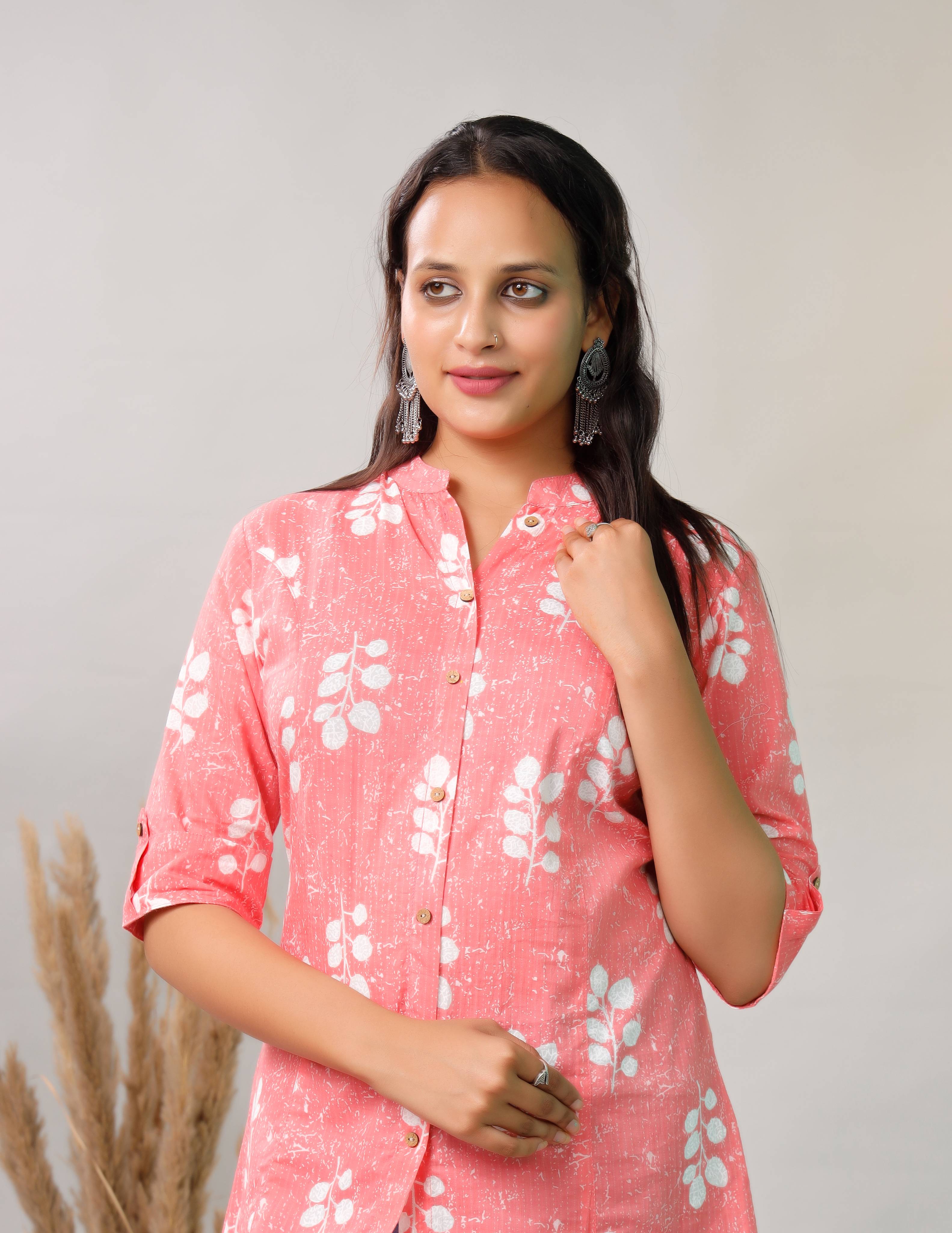 PINK COTTON PRINTED TOP