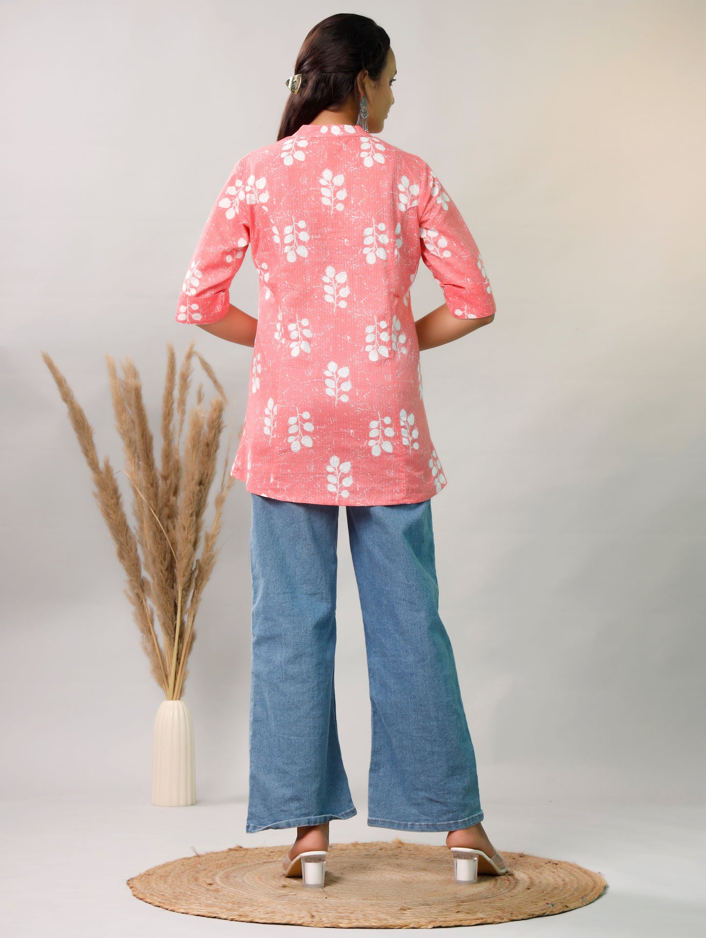 PINK COTTON PRINTED TOP
