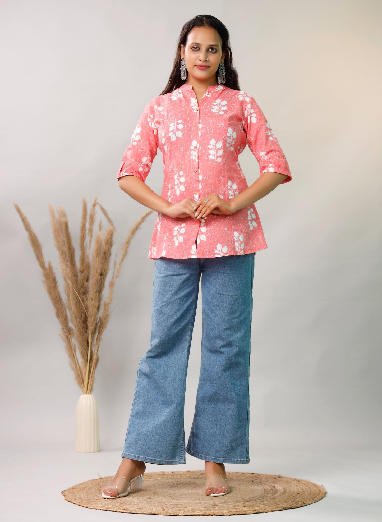 PINK COTTON PRINTED TOP