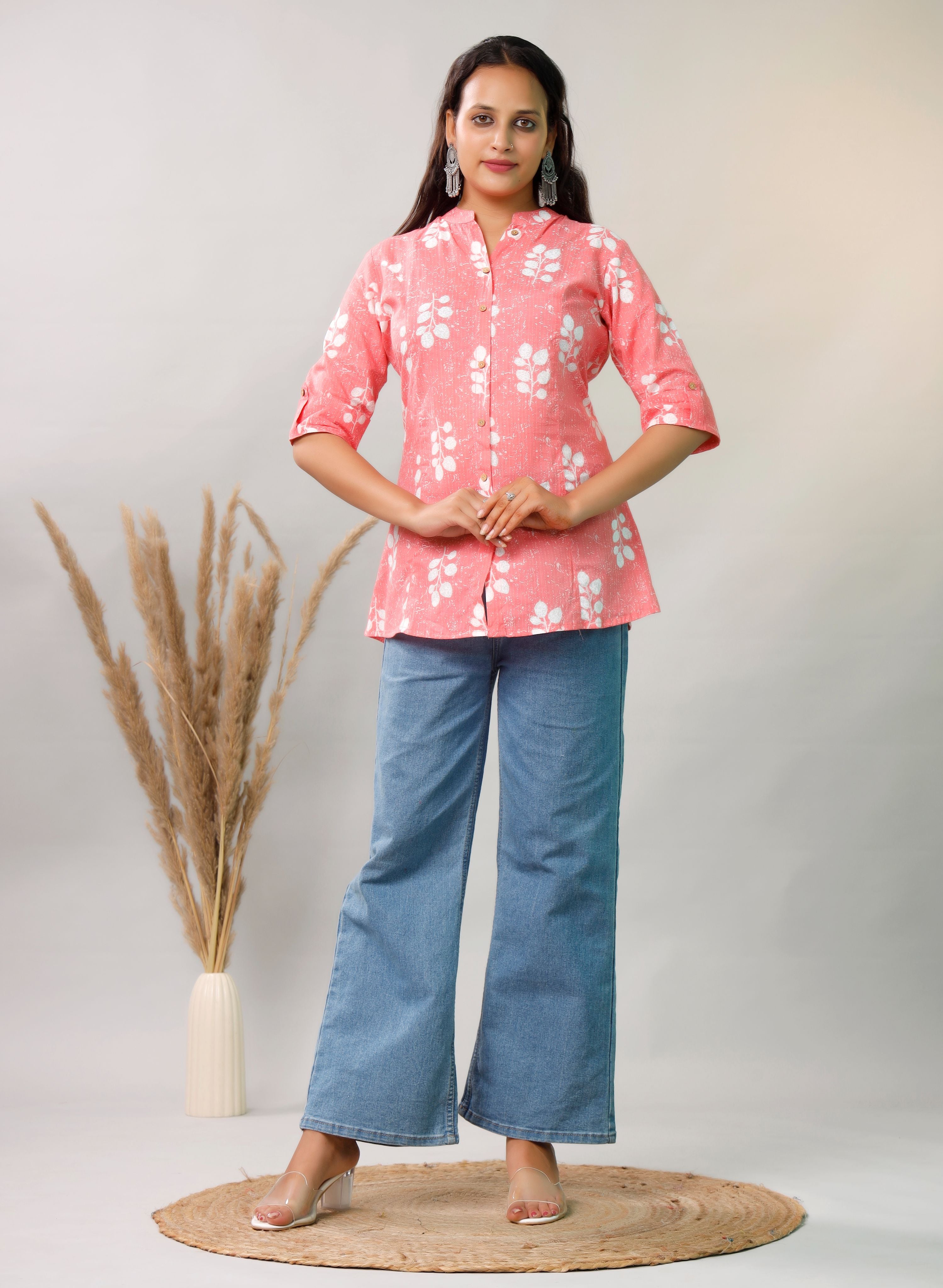 PINK COTTON PRINTED TOP