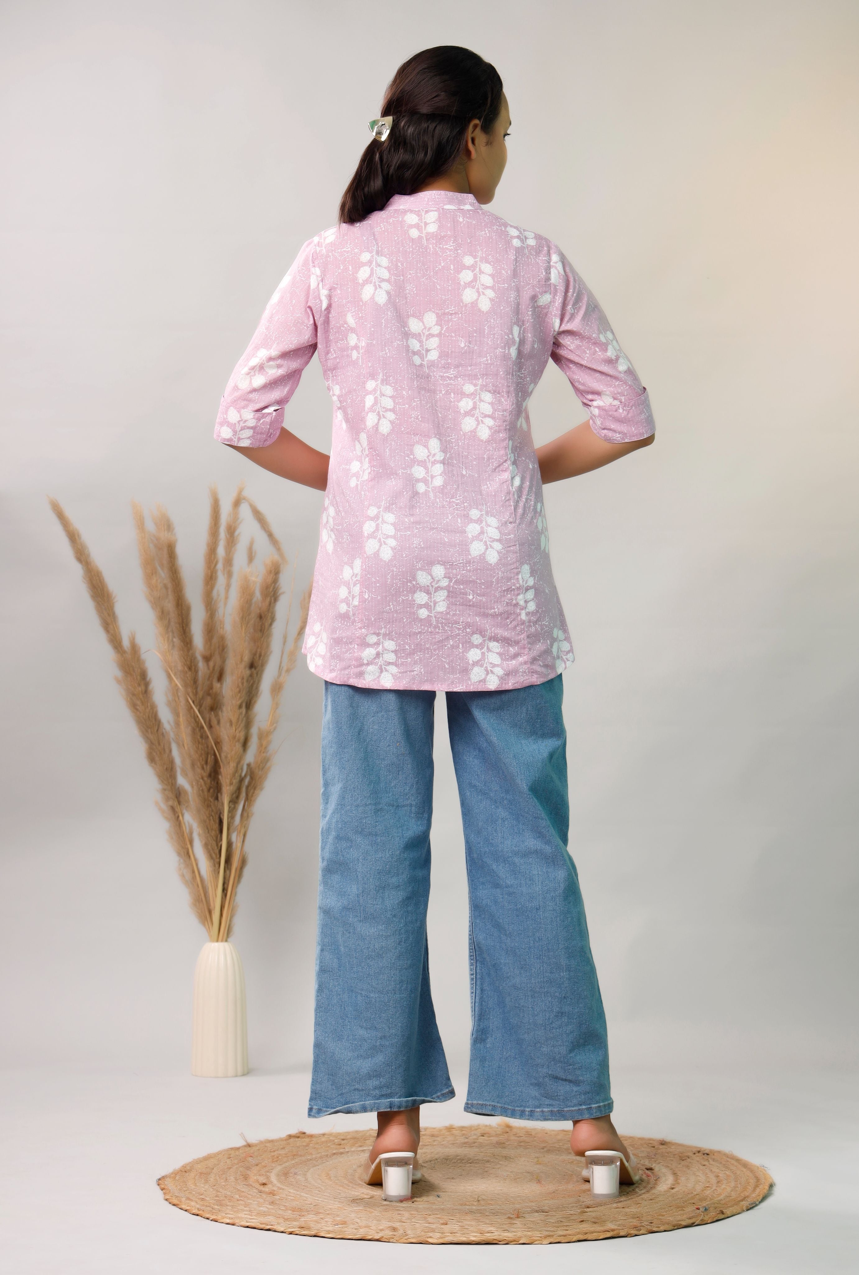 PURPLE COTTON PRINTED TOP