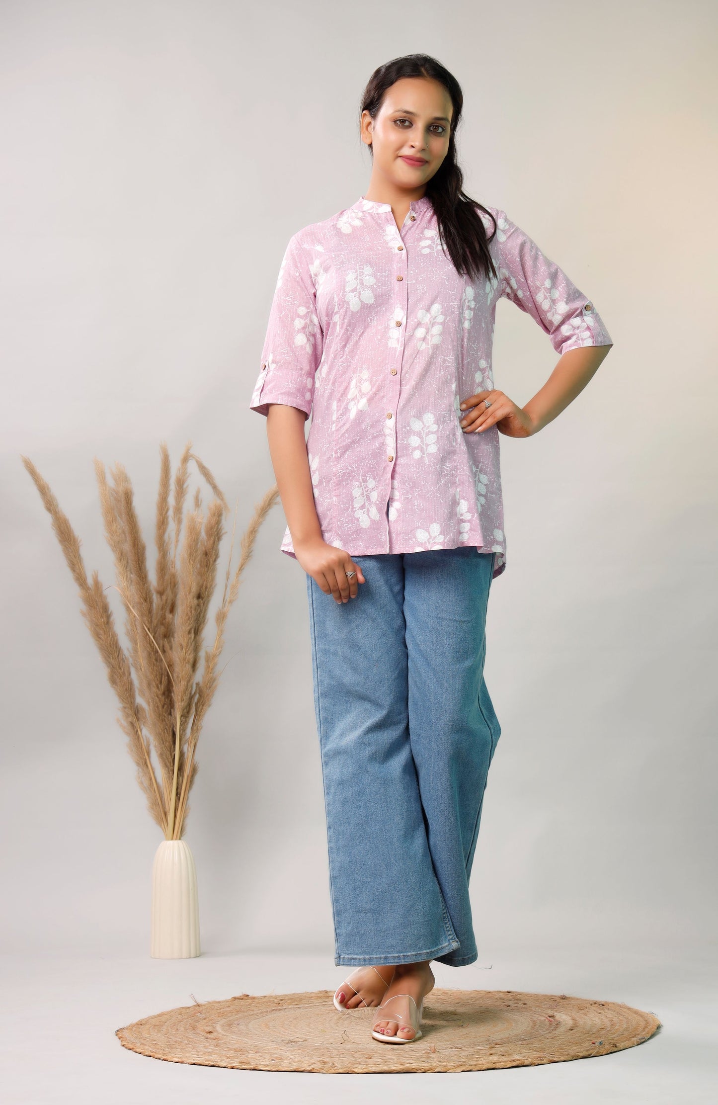 PURPLE COTTON PRINTED TOP