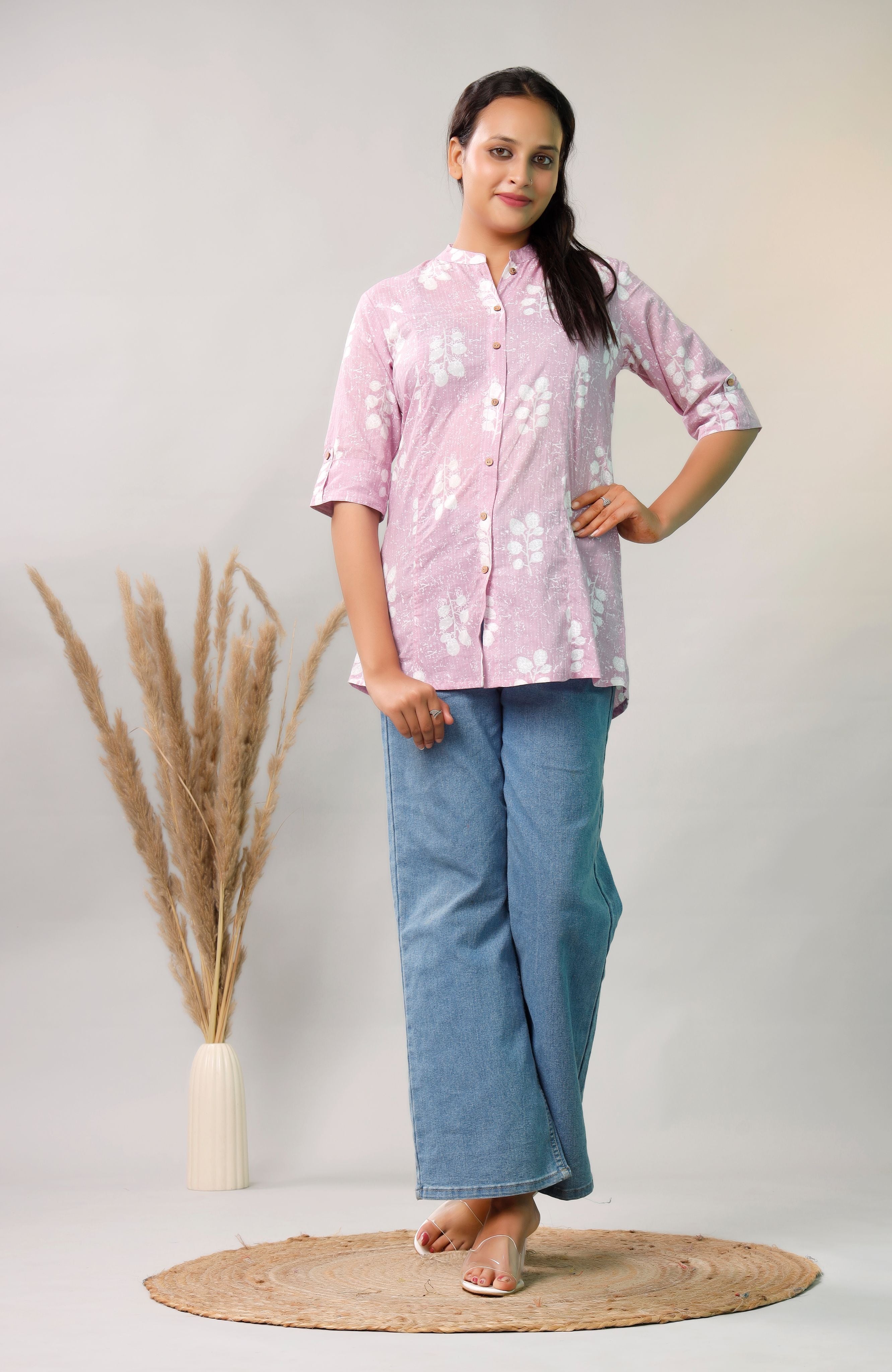 PURPLE COTTON PRINTED TOP
