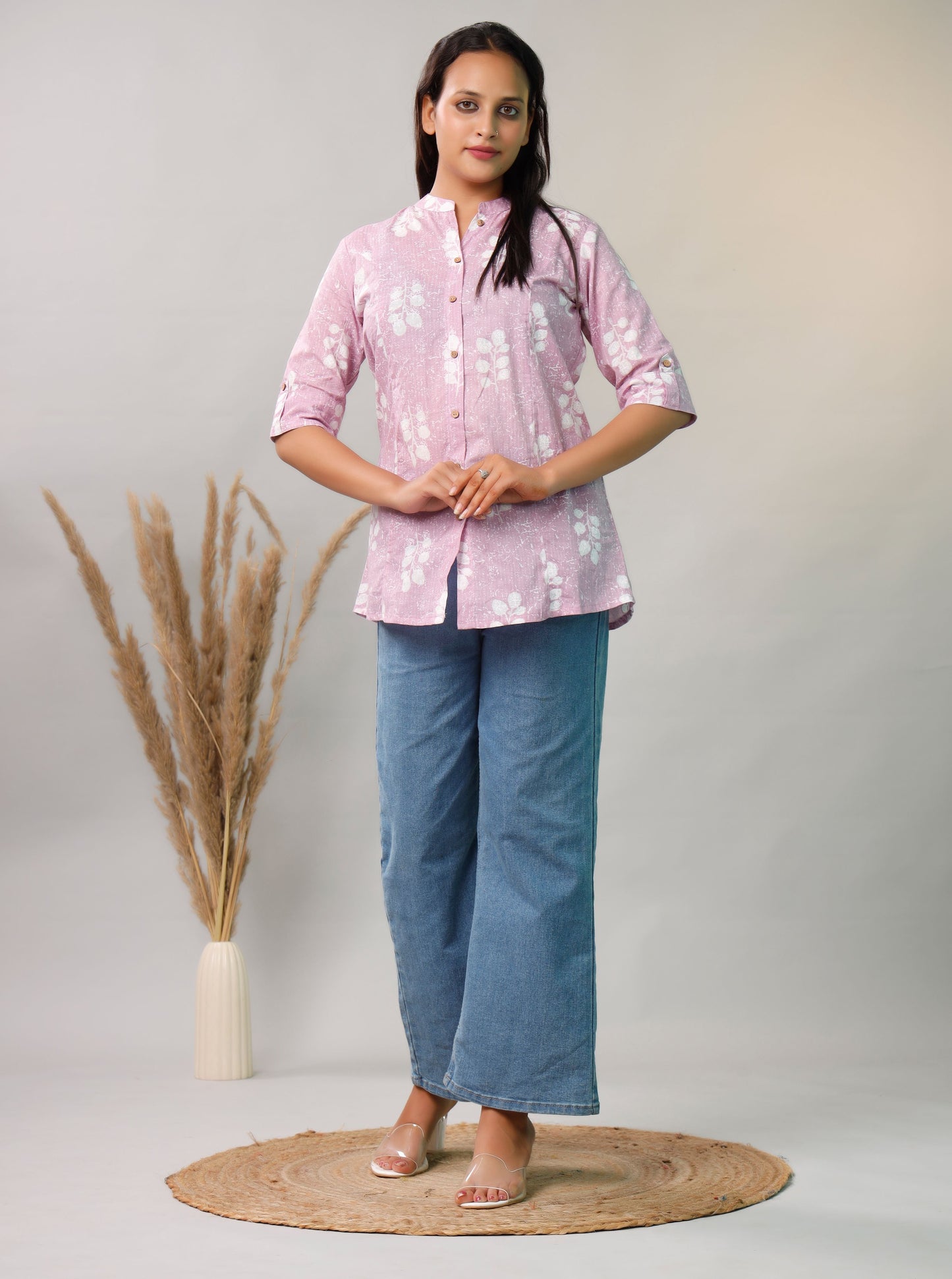 PURPLE COTTON PRINTED TOP