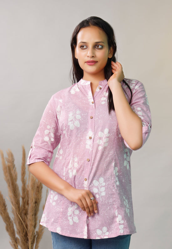PURPLE COTTON PRINTED TOP