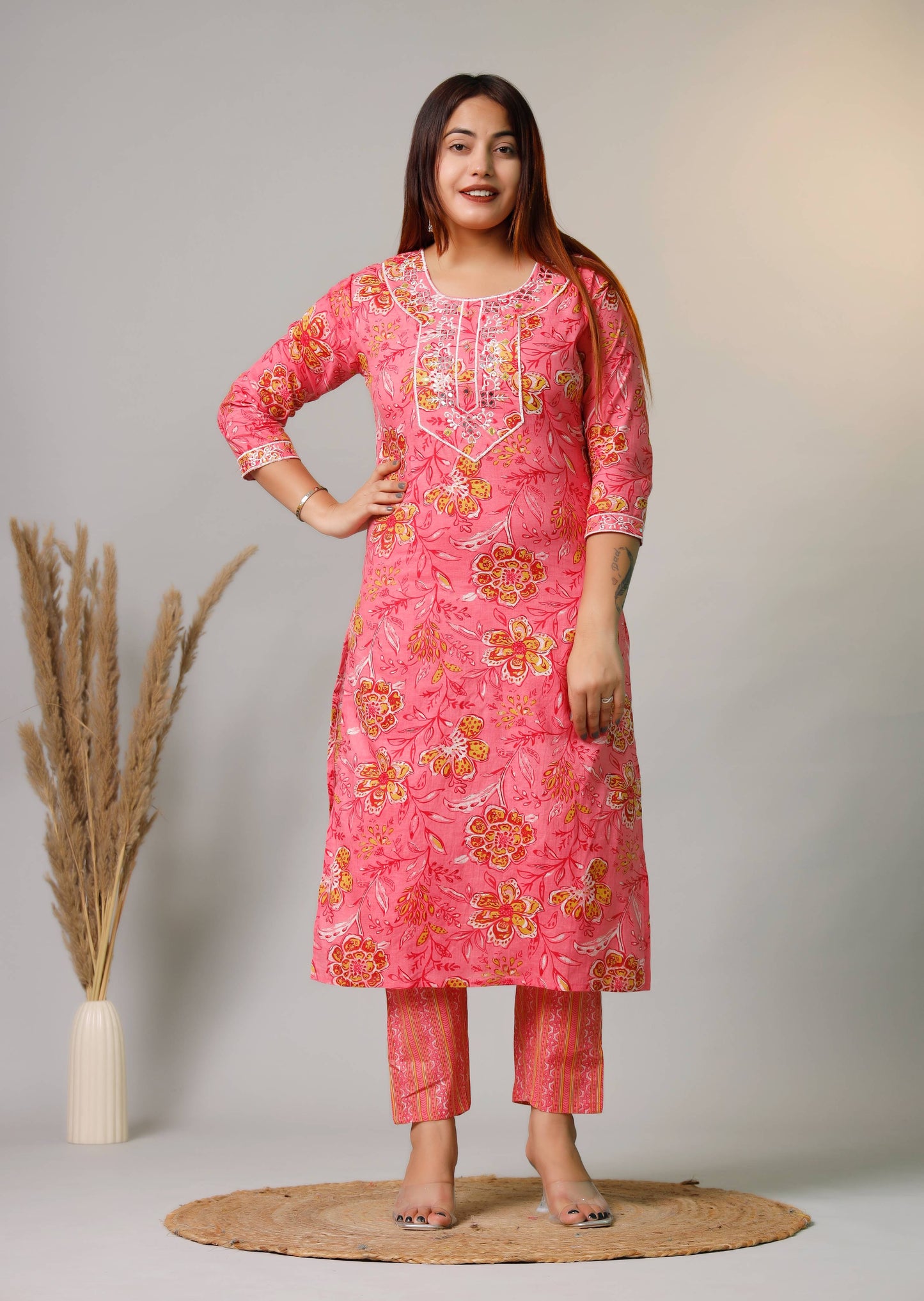 PINK EMBROIDERED 3 PC