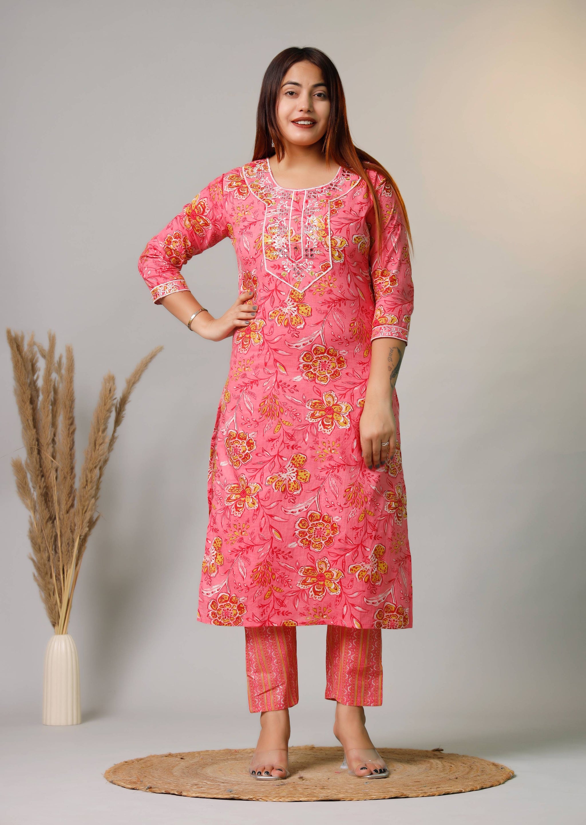 PINK EMBROIDERED 3 PC