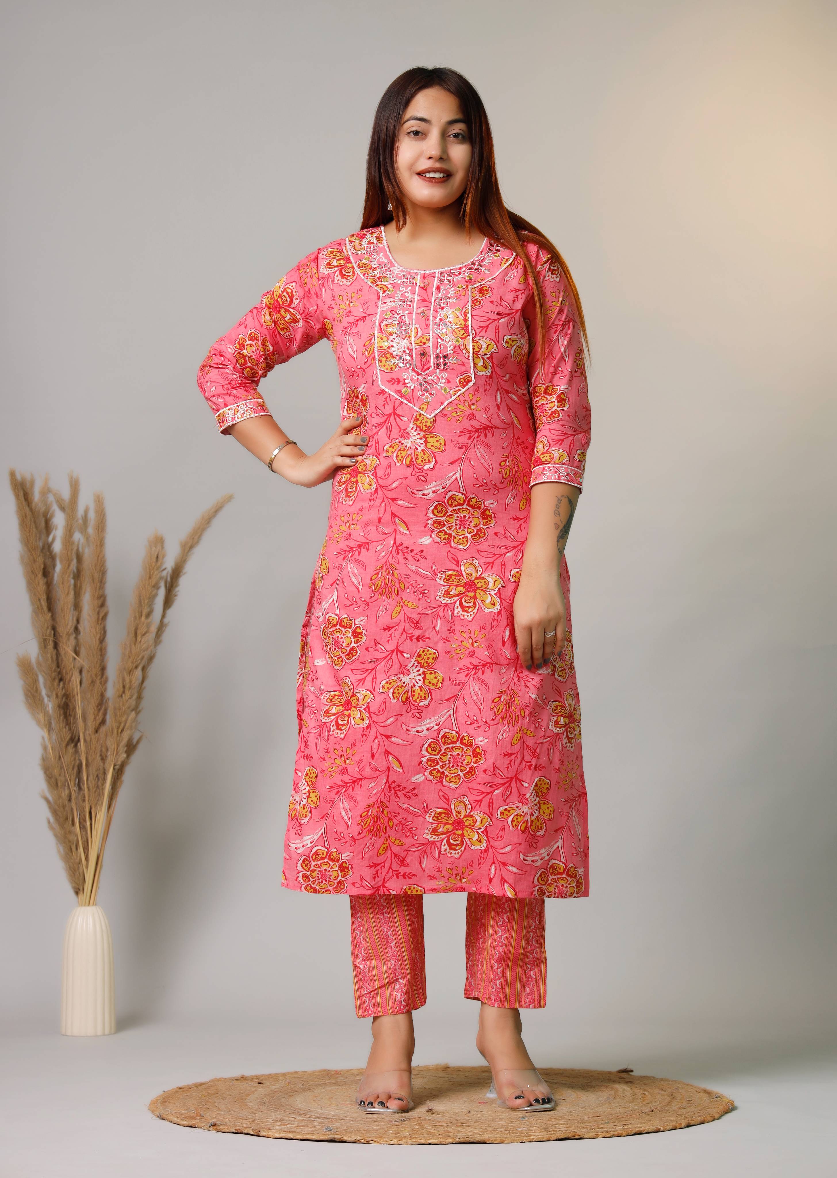 PINK EMBROIDERED 3 PC