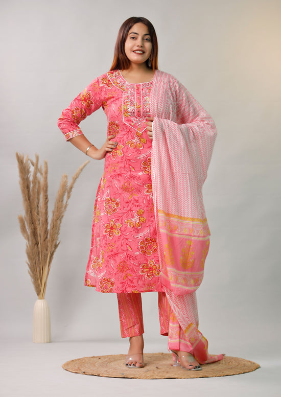 PINK EMBROIDERED 3 PC