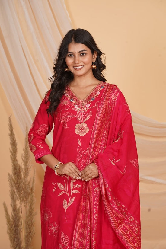 PINK ROMAN SILK EMBROIDERED 3 PC