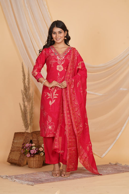 PINK ROMAN SILK EMBROIDERED 3 PC