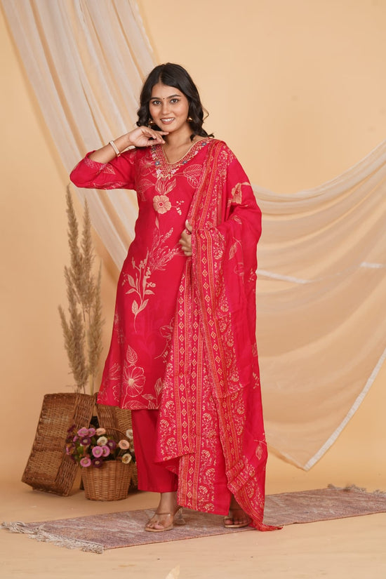 PINK ROMAN SILK EMBROIDERED 3 PC