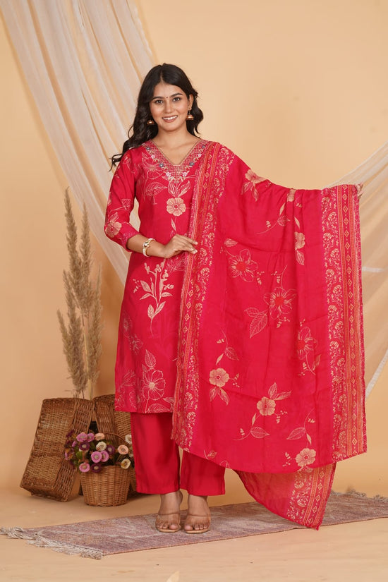 PINK ROMAN SILK EMBROIDERED 3 PC