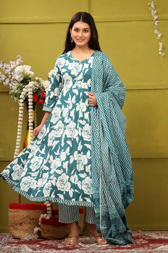 BLUE FLORAL PRINT ADDA WORK ANARKALI