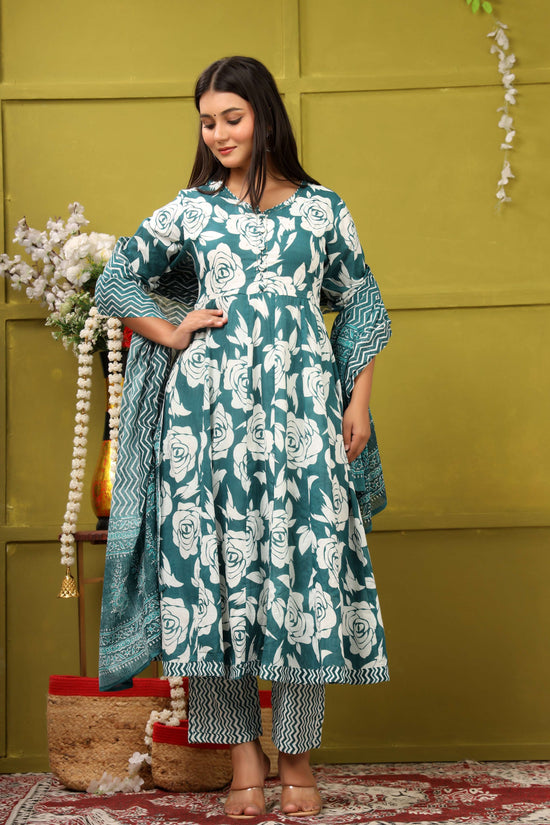 BLUE FLORAL PRINT ADDA WORK ANARKALI