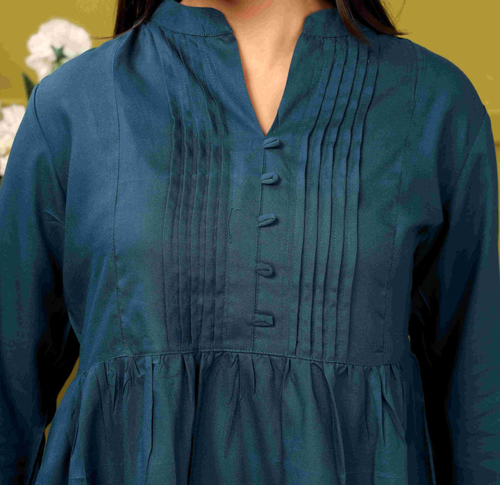 TEAL BLUE SHORT TOP RAYON