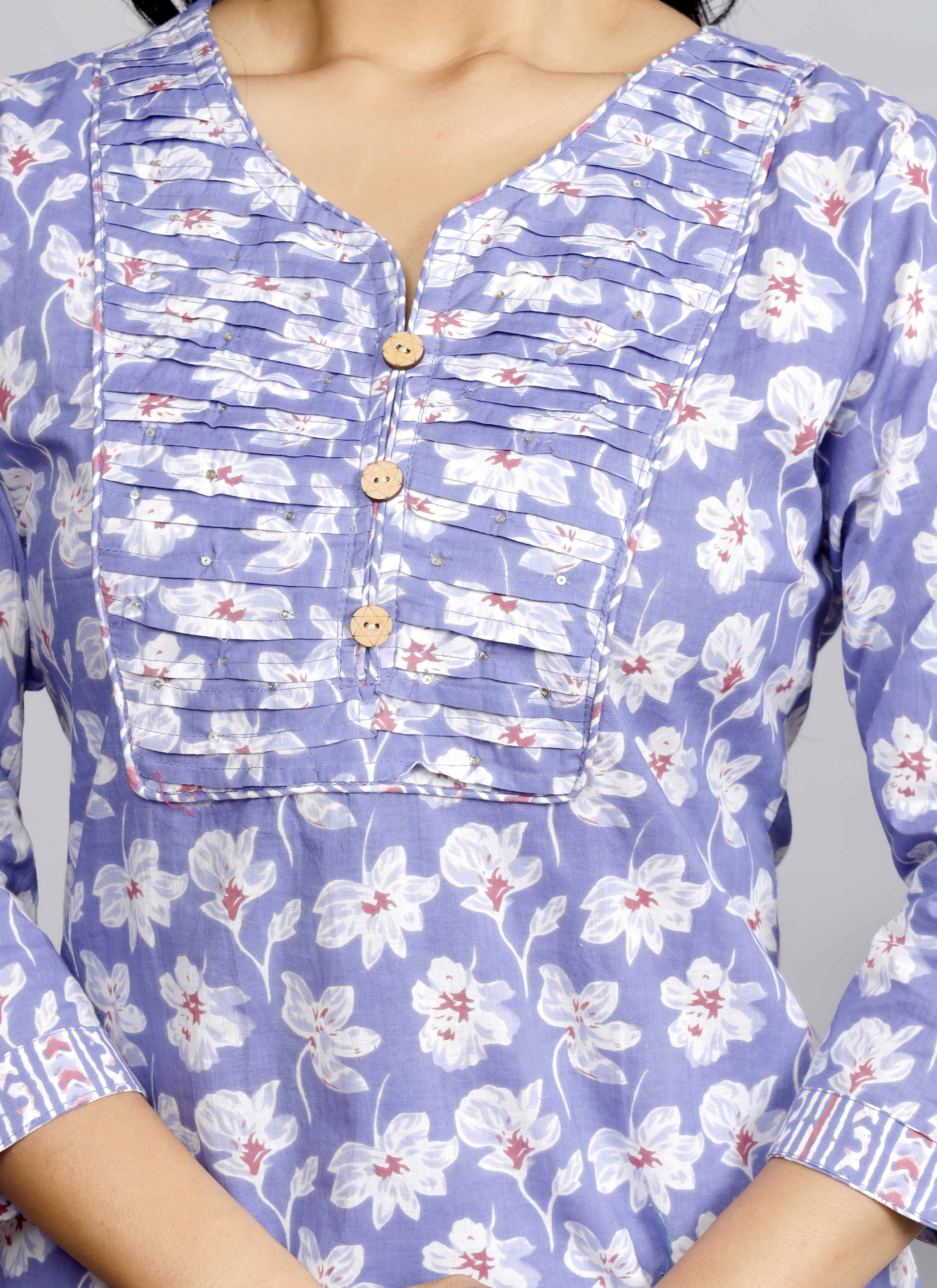 Soft Lavender Floral Printed Kurta Set with Dupatta – Graceful Everyday Ethnic Wear