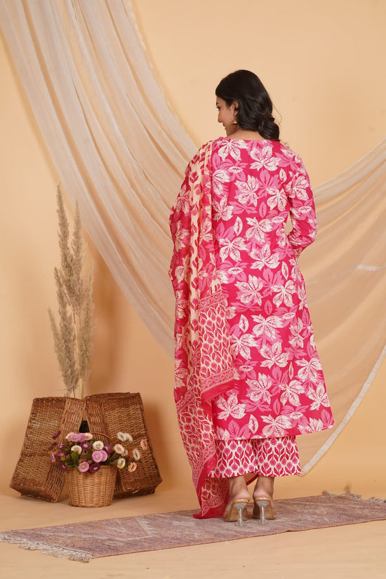 PINK PRINTED EMBROIDERED 3 PC