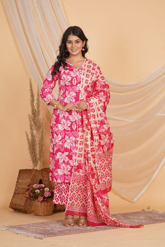 PINK PRINTED EMBROIDERED 3 PC