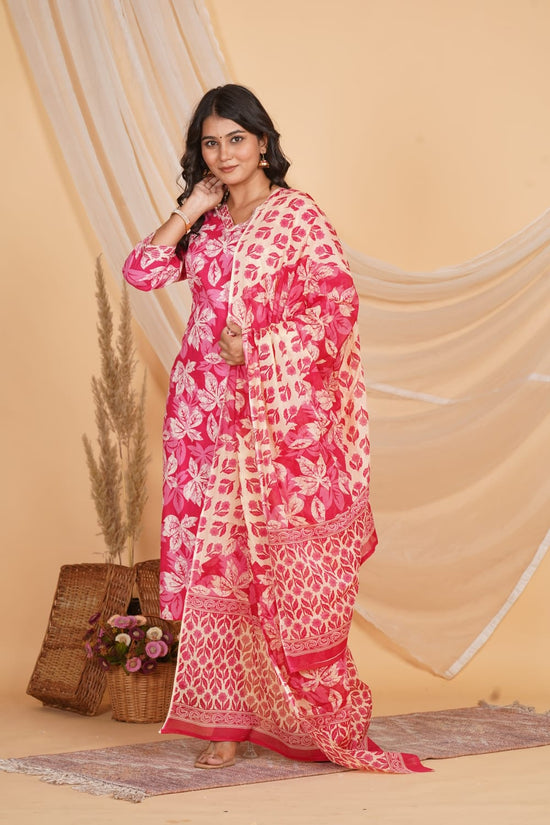 PINK PRINTED EMBROIDERED 3 PC