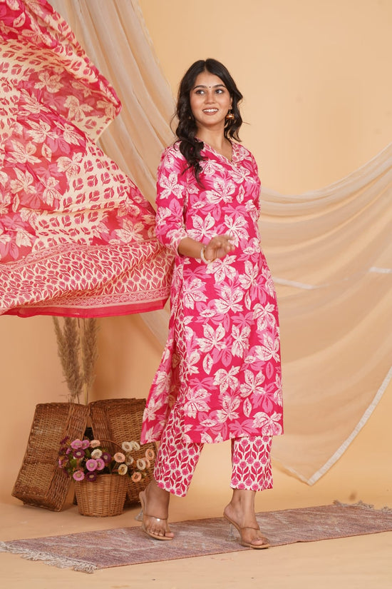 PINK PRINTED EMBROIDERED 3 PC